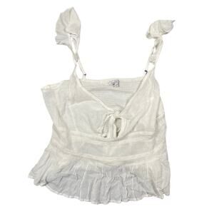 Patrons Of Peace Junior Womens Size L White Flowy Tank Top Smocked Back
